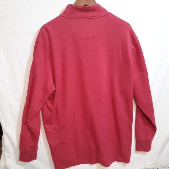 Ralph Lauren's Chaps Men's Heathered Red 1/4 Zip Sweatshirt Navy Logo Size XLT - Picture 4 of 5